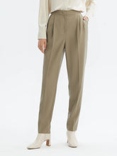 a woman in worsted woolen pants